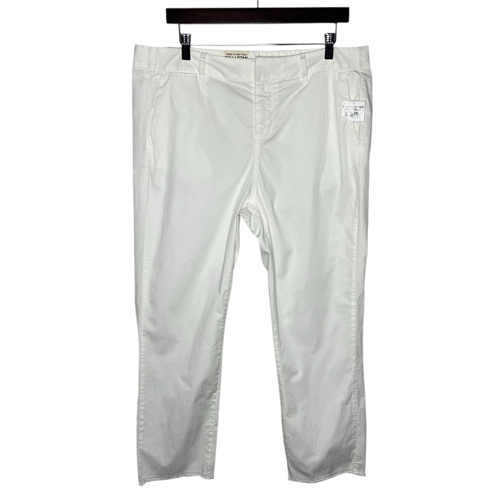 Nili Lotan Ivory East Hampton Twill Cropped Raw Hem Pant Altered